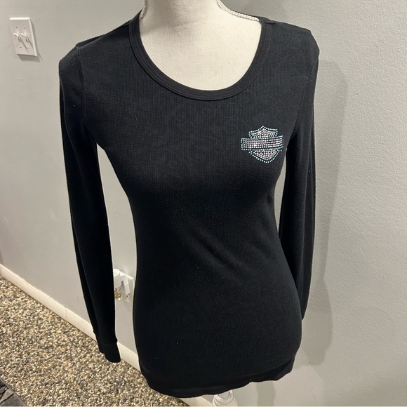 {Harley Davidson} Rhinestone Long Sleeve Tank - Picture 1 of 3